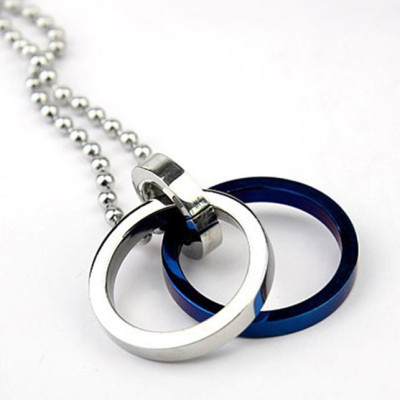 Mặt dây chuyền 3 vòng MDC346 (Màu bạc, xanh)