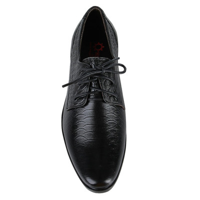 HC7798 - Giày tây nam Huy Hoàng vân da trăn cột dây màu đen