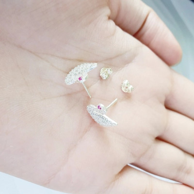 Bông Tai Khuyên Tai Bạc 925 Thiên Nga Đính Đá BẠC HIỂU MINH HT356