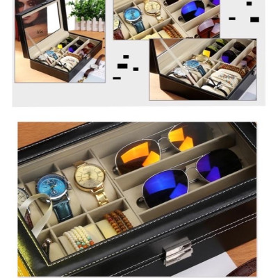 Hộp Đựng Đồng Hồ Và Mắt Kính Bọc Da PU Kích Thước 33x20x8cm