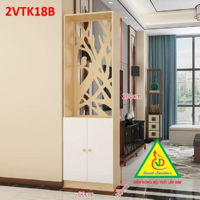 Tủ kệ trang trí kiêm vách ngăn phòng khách , nhà bếp 2VTK18B - Nội thất lắp ráp Viendong Adv