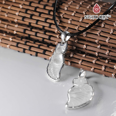 Mặt dây chuyền hồ ly thạch ưu linh trắng bọc bạc mệnh thủy , kim - Ngọc Quý Gemstones
