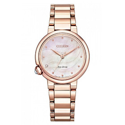 Đồng Hồ Nữ Citizen Đính Kim Cương Dây Thép Không Gỉ EM0912-84Y - Mặt Xà Cừ (Sapphire)