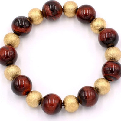 Chuỗi tay phong thủy - đá mắt hổ đỏ đen 12 ly VMHOEHVM1 - hợp mệnh Hỏa, mệnh Thổ