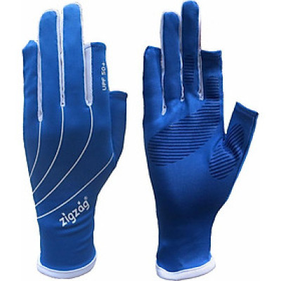 Găng tay hở ngón chống nắng UPF50+ xanh trắng Zigzag GLV00808