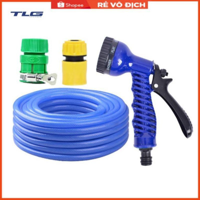 Bộ dây vòi xịt tưới cây, rửa xe 7-10M (cút nhựa nối nhựa xanh) 206843