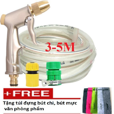 Bộ dây vòi xịt nước rửa xe, tưới cây . tăng áp 3 lần, loại 3m, 5m 206701-1Tđầu đồng, cút+ tặng túi đựng bút