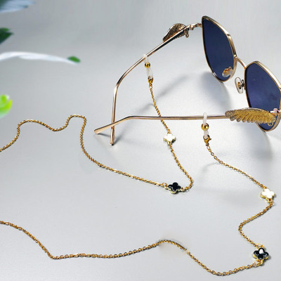 Dây đeo gọng kính mix cỏ 4 lá đen trắng cá tính ấn tượng hot trend Âu Mỹ 