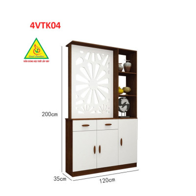Vách ngăn phòng khách, vách ngăn tủ kệ bằng gỗ 4VTK04 - Nội thất lắp ráp Viendong adv