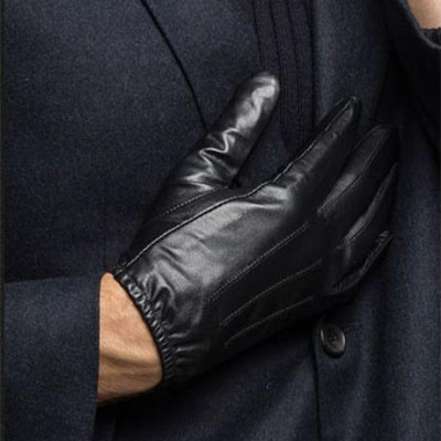 Bao tay nam da thật  BHY8805 Găng tay nam da cừu bó chun, ộm tay, thật tay. Lót vải và Lót lông