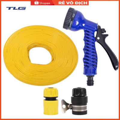 Bộ dây tăng áp 3 lần vòi xịt nước rửa xe, tưới cây loại 3-5m (cút nhựa nối nhựa đen 713-2) 206843
