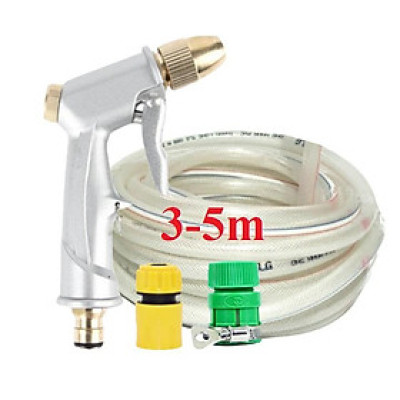 Bộ dây vòi xịt nước rửa xe, tưới cây . tăng áp 3 lần, loại 3m, 5m 206701Rđầu đồng, cút+ tặng túi đựng bút