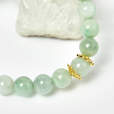 Vòng cẩm thạch phỉ thúy phối charm bạc mạ vàng 24k hạt 8mm mệnh hỏa, mộc - Ngọc Quý Gemstones