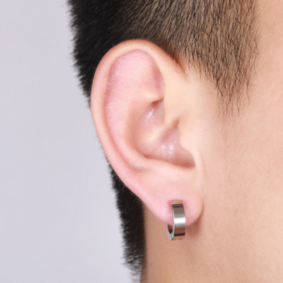 Bông Tai Nam Khoen Tròn Loại Kẹp Ko Cần Bấm Lỗ Tai Chất Liệu Thép Titan Ko Rỉ Ko Dị Ứng TT 0851 - 1 Cặp