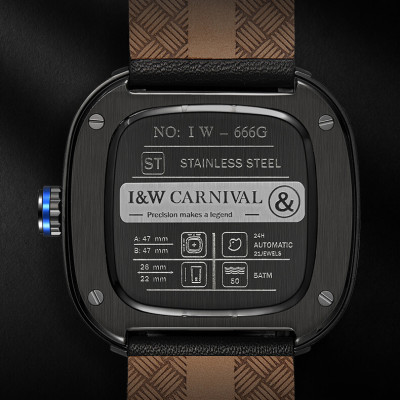 Đồng hồ nam chính hãng IW CARNIVAL IW666G-1 Kính sapphire ,chống xước,Chống nước ,Bảo hành 24 tháng,Máy cơ (Automatic),Dây da cao cấp,thiết kế lộ cơ thể thao