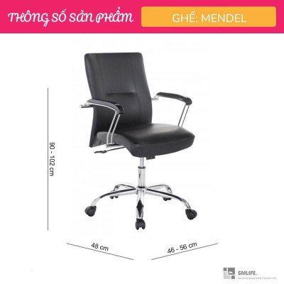 Ghế xoay văn phòng lưng trung rời bọc da SMLIFE Mendel