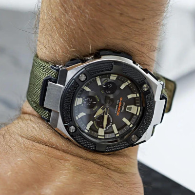 Đồng Hồ Nam Dây Vải Casio G-Shock GST-S330AC-3A Vỏ Thép Chính Hãng | GST-S330AC-3ADR Pin Năng Lượng Mặt Trời