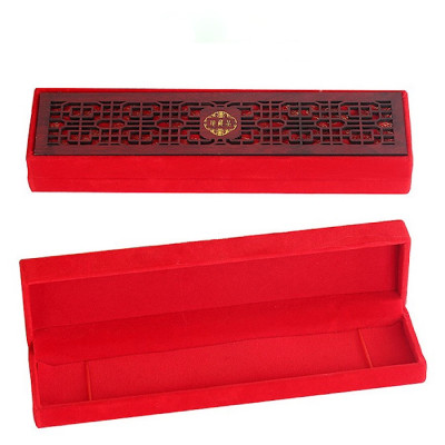 HỘP NHUNG ĐỎ GỖ DÀI ĐỰNG DÂY CHUYỀN , LẮC TAY , TRÂM CÀI TÓC