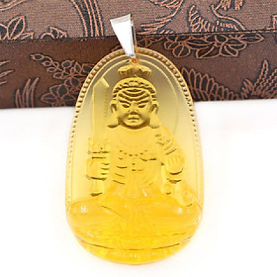[Tuổi Dậu] Mặt Dây Chuyền Phật Bất Động Minh Vương Đá Pha Lê Vàng Size Nhỏ 3.6cm & Size Lớn 5cm- Tặng Kèm Móc Inox - Phong Thủy 868 - May Mắn - Bình An