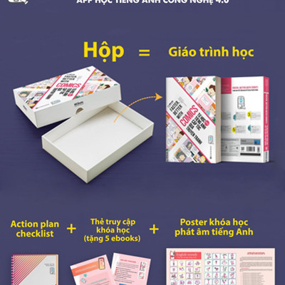 Combo Faster, Better with Comics – Tự học tiếng Anh cấp tốc qua truyện tranh + SPEEDY ENGLISH – SENTENCES - Sách học Tiếng Anh nhanh và hiệu quả nhất trong 30 ngày kèm sổ tay kt 