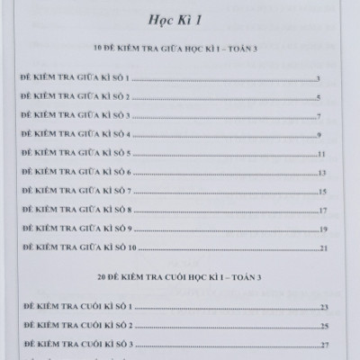 Combo Sách - Đề kiểm tra Toán 3 học kì I + II