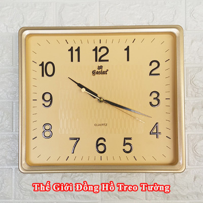 Đồng Hồ Treo Tường Cao Cấp EASTAR Mặt VÀNG Viền MỎNG – Máy KIM TRÔI – Số Nổi 3D – Tặng Pin Maxell – BH 1 Năm