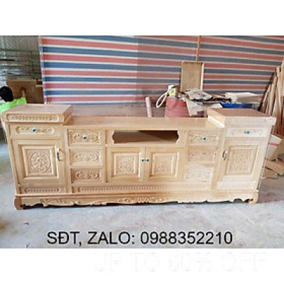 Kệ tivi gỗ sồi 2m2 2m4 trắng phòng khách phòng ngủ