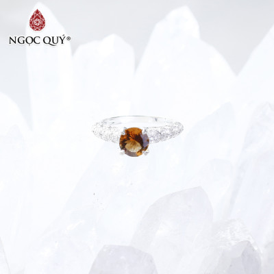  Nhẫn bạc nữ đá Citrine mệnh thổ, kim - Ngọc Quý Gemstones