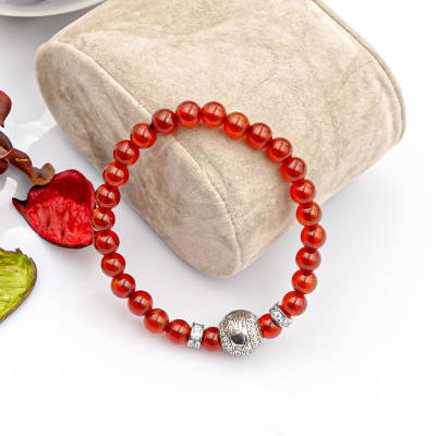 Vòng phong thủy Mã não đỏ 6 mm + Hạc 