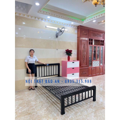 Giường ngủ sắt hộp vuông mẫu đẹp cao cấp y hình - Nhiều kích thước - Giường sắt hộp vuông gia đình cao cấp HCM