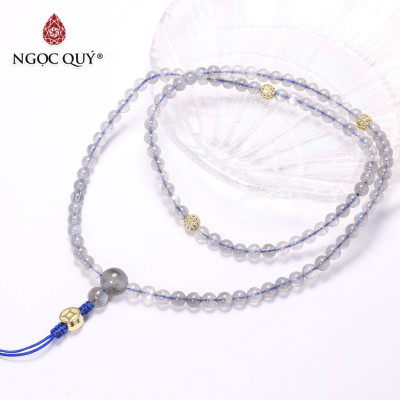 Chuỗi 108 hạt đá xà cừ ánh xanh AAA mệnh thủy, kim - Ngọc Quý Gemstones