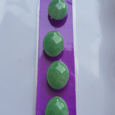 BỘ Lắc Tay Mới Oval 4 viên Xanh Ngọc Tươi đều bóng đẹp Size Dài 16mm x Ngang 12mm x cao 5mm Đá Ngọc Cẩm Thạch tự nhiên Nữ mệnh mộc hỏa thủy bọc vàng đeo đẹp sang món quà tặng ý nghĩa gửi đến Mẹ và người thân ạ
