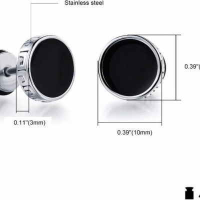 Bông Tai Nam Hình Tròn Màu Đen Chất Liệu Thép Titan Không Đen Không Dị Ứng TT 0689 - 1 cặp