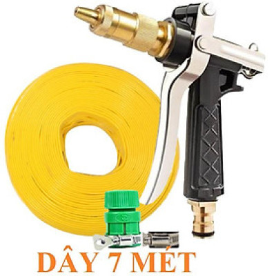 Bộ dây vòi xịt nước rửa xe, tưới cây . tăng áp 3 lần,loại 7m,10m 206236 đầu đồng,đai,nối nhựa v + tặng khăn phượt