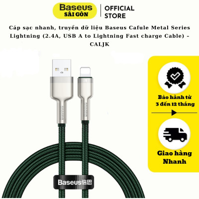 Cáp sạc nhanh Baseus Cafule Metal Series USB-IP CALJK  2.4A - hàng chính hãng