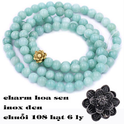[Hợp Tất Cả Các Mệnh] Bộ Vòng Chuỗi, Tràng Hạt 108 Hạt 6 Ly Ngọc Phỉ Thúy Charm Hoa Sen Inox - Tràng Chuỗi Niệm Phật - An Yên - Thịnh Vượng - May Mắn - Tài Lộc - Bình An