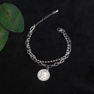 Lắc tay mặt đồng xu cổ punk rock