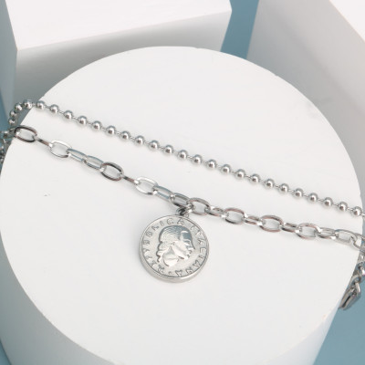 Lắc tay mặt đồng xu cổ punk rock