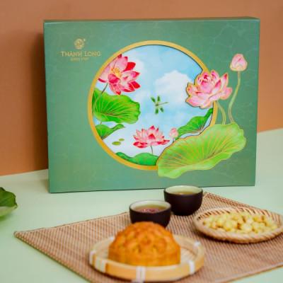 Hộp bánh trung thu 4 bánh chay 220g - Thành Long - Combo chay trăng/ chay 4 880g - Tặng 1 hộp trà - Việt Nam