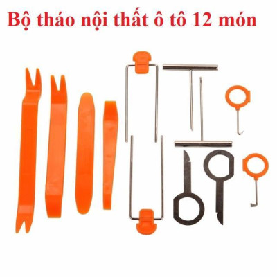 Bộ dụng cụ tháo lắp nội thất 12 món, đồ nhựa cho xe ô tô