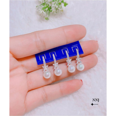 Bông tai bạc thời trang chốt bấm bập chất lượng bằng bạc s925 MS0956