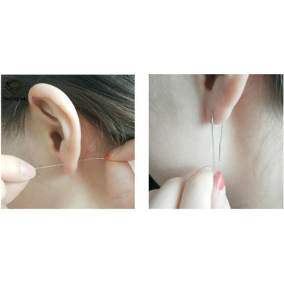 Bông tai bạc Ý 925 Huệ Ngân - Ngôi sao may mắn dáng dài RYE140984