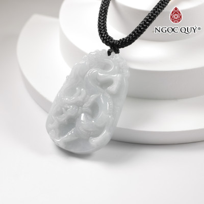Mặt dây chuyền đá cẩm thạch khắc rồng 44x29mm mệnh hỏa mộc - Ngọc Quý Gemstones