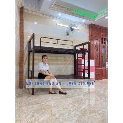 Giường sắt tầng hộp màu nâu 0.8m; 1m; 1m2 x 2m, tháo lắp dễ dàng