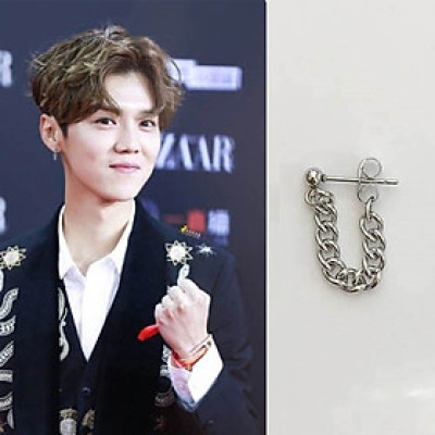 Khuyên tai xích trước sau basic phong cách đường phố