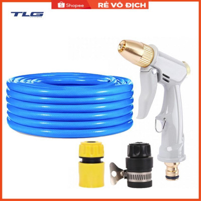 Bộ dây và vòi xịt rửa xe tưới cây tăng áp 3-5M (cút nhựa nối nhựa đen 713-2) 206846