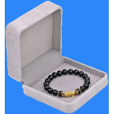 Vòng tay Đá Thạch Anh Đen 8 ly - cẩn Tỳ Hưu Phong Thủy inox vàng VTAETHHKV8 - hợp mệnh Mộc, mệnh Thủy