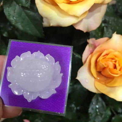 MẶT DÂY CHUYỀN BÔNG SEN TRẮNG TINH BÓNG ĐẸP 100% ĐÁ CẨM THẠCH TỰ NHIÊN NỮ MỆNH KIM THỦY 28MM