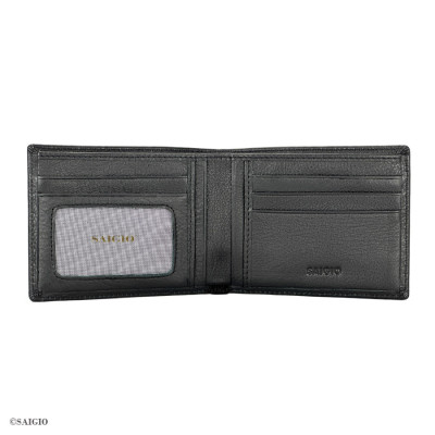 Ví Nam 100% Da Bò Màu Đen GENTLE Mềm Mại, Size Trung, Dáng Ngang - Gập 2, Đựng Tiền và Thẻ ATM Tiện Dụng - Hàng Chính Hãng SAIGIO