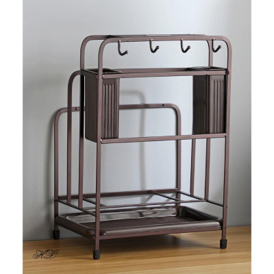 GIÁ KỆ ĐỂ DAO THỚT SƠN TĨNH ĐIỆN CARBON ĐEN CÓ ÔNG CẮM ĐŨA CAO CẤP